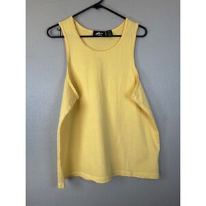 Athletech Mens Yellow Cotton Tank Top Size Large Sleeveless Crew Neck Shirt Y2K